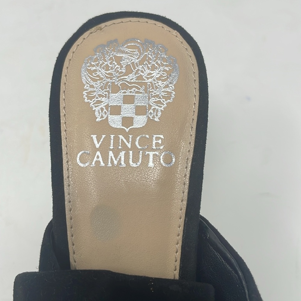 Vince Camuto Black Faux Suede Mule Heels Size 11 - Picture 10 of 13